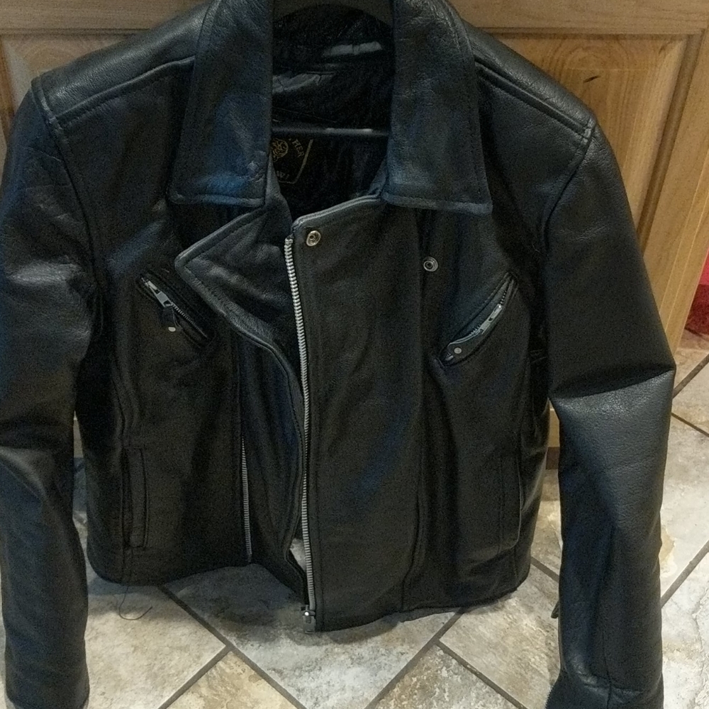 Leather motorcycle jacket